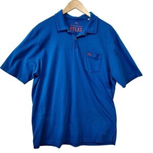Tommy Bahama Mens‎ 100% Supima Cotton Polo Shirt Size L Blue Coral Marlin Logo
